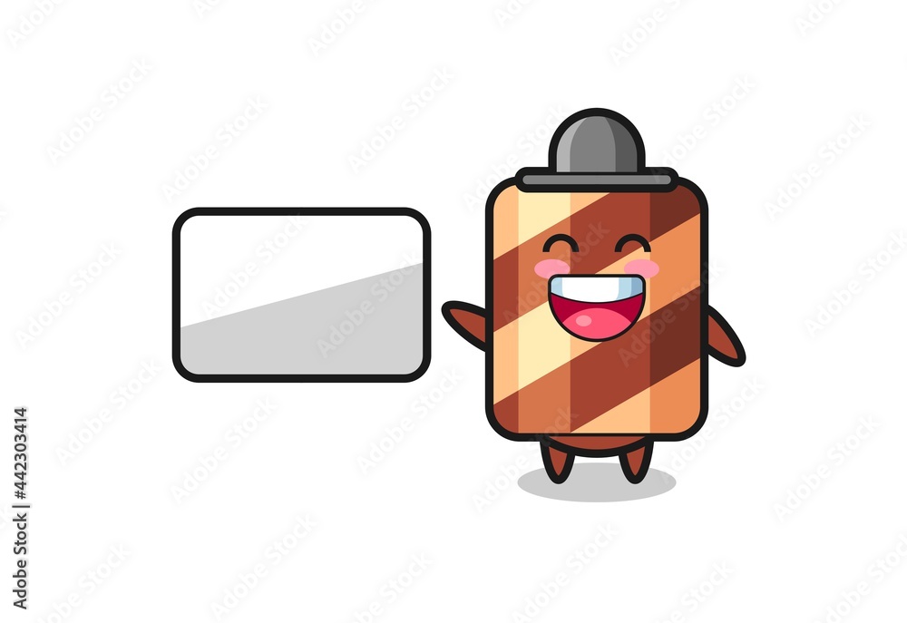 wafer roll character illustration as a chef is cooking