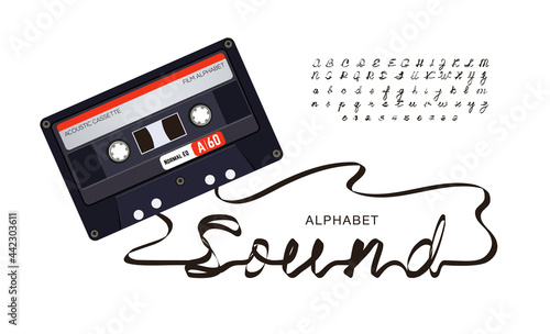 Fotografiet Font alphabets made from audio cassette tape