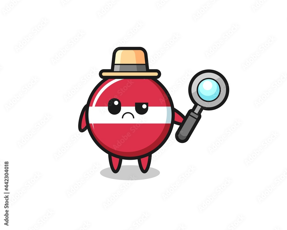 the mascot of cute latvia flag badge as a detective the mascot of cute latvia flag badge as a detective