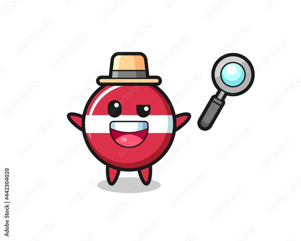 illustration of the latvia flag badge mascot as a detective who manages to solve a case illustration of the latvia flag badge mascot as a detective who manages to solve a case