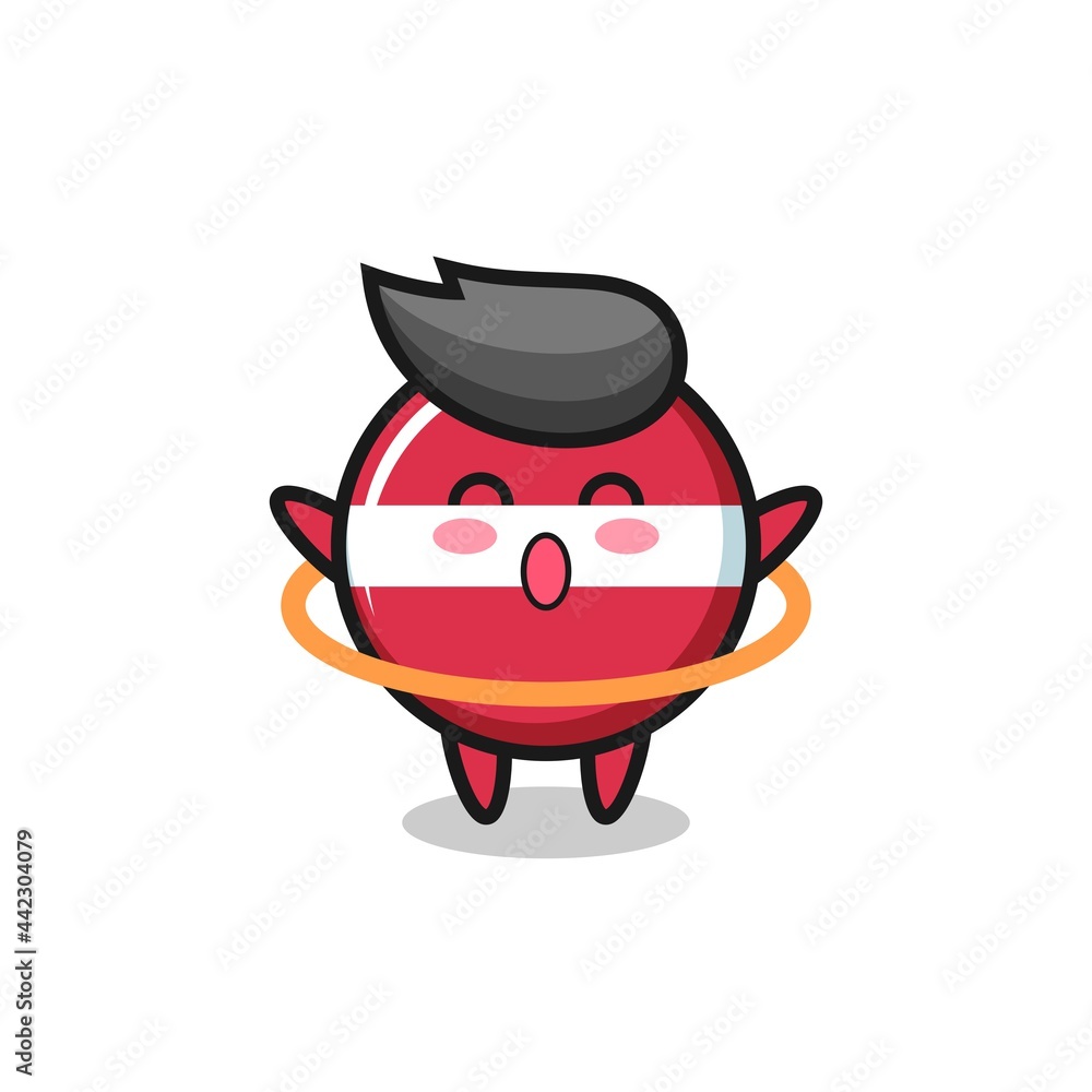 cute latvia flag badge cartoon is playing hula hoop cute latvia flag badge cartoon is playing hula hoop