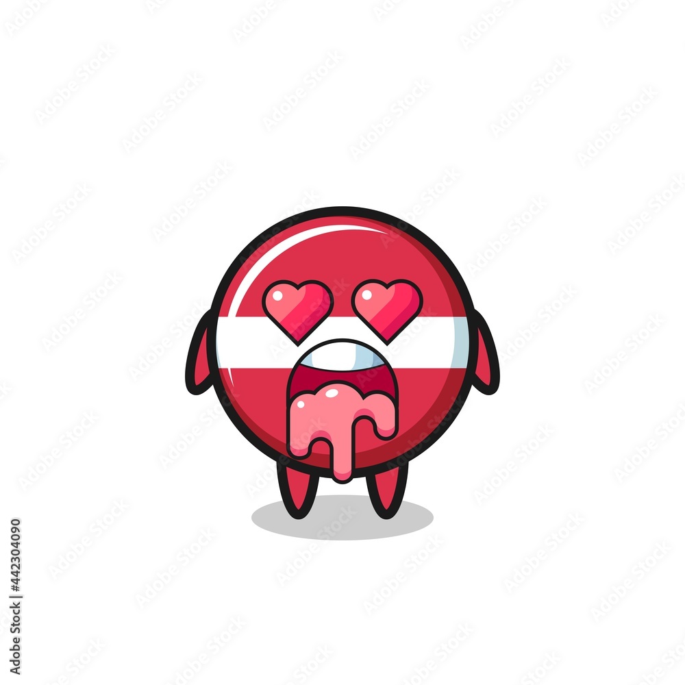 Fototapeta premium the falling in love expression of a cute latvia flag badge with heart shaped eyes