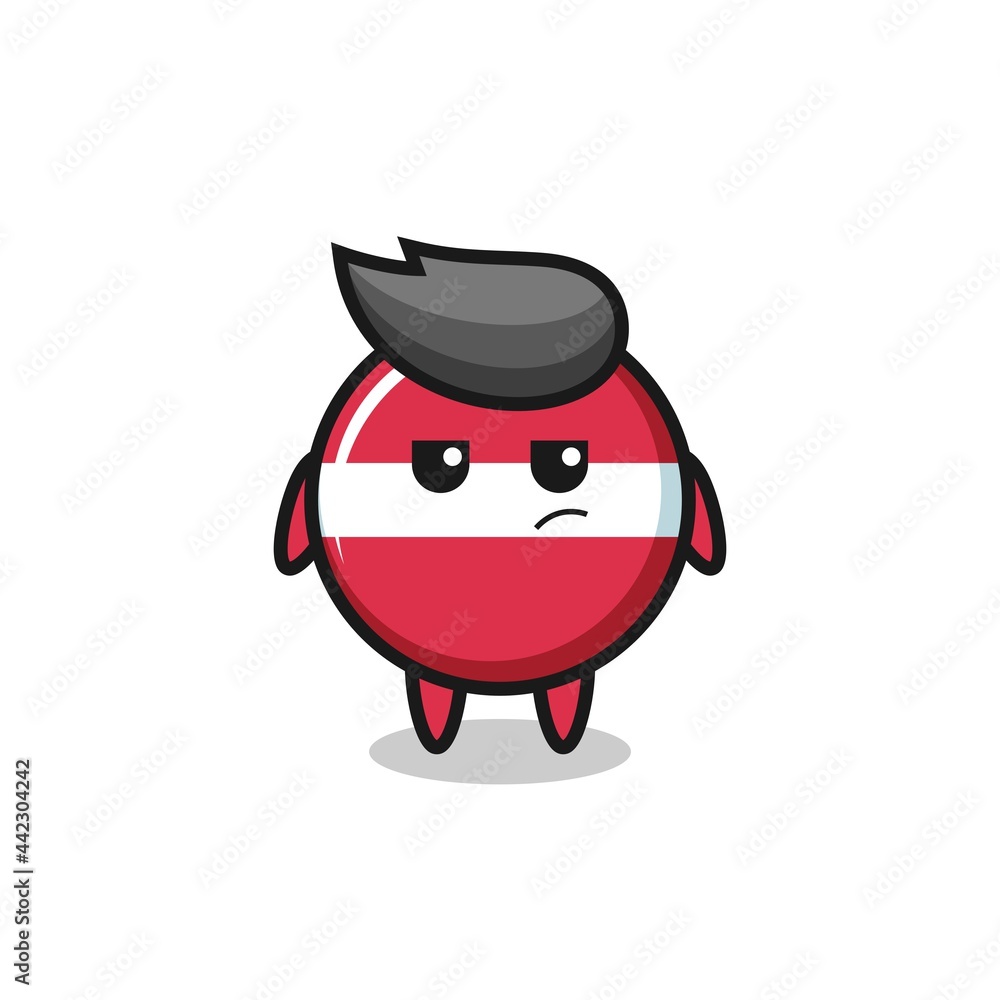 cute latvia flag badge character with suspicious expression