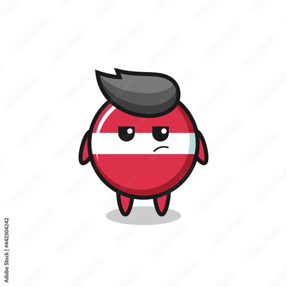 Fototapeta premium cute latvia flag badge character with suspicious expression