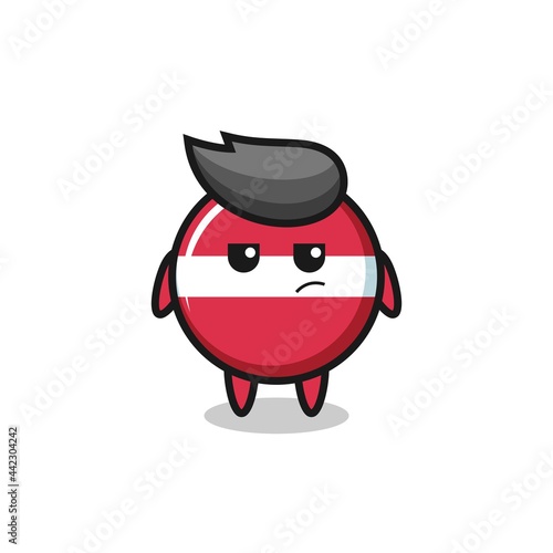 cute latvia flag badge character with suspicious expression © heriyusuf