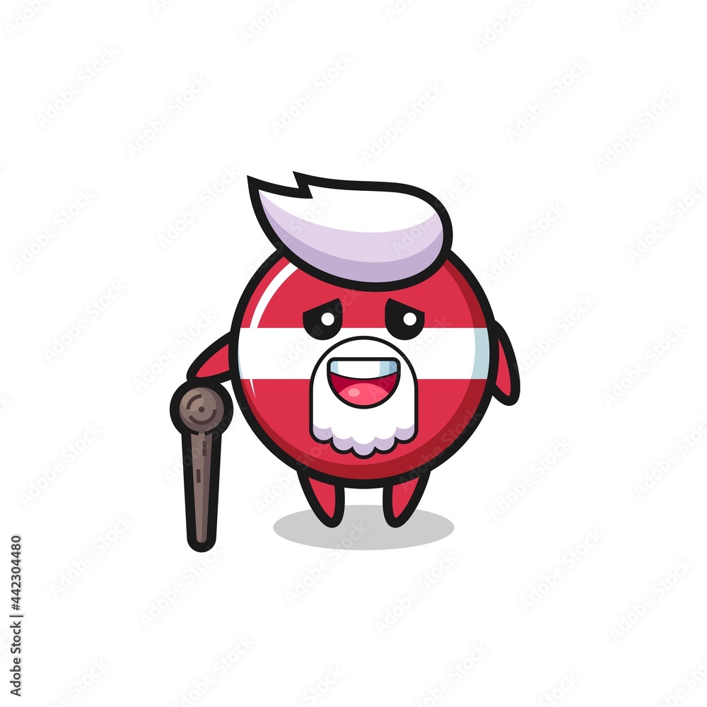 Obraz premium cute latvia flag badge grandpa is holding a stick