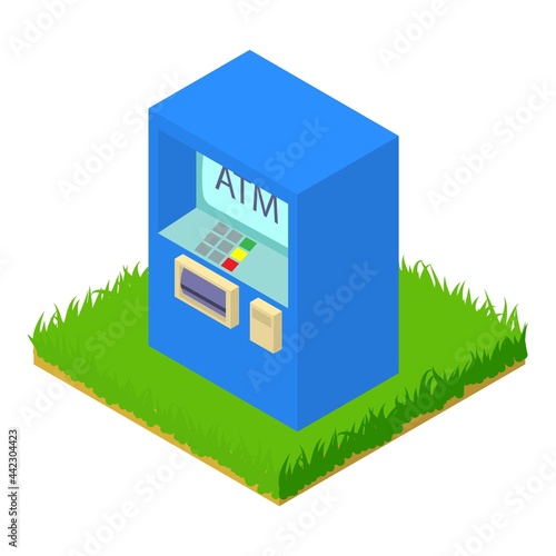 Atm machine icon isometric vector. Cash withdrawal. Banking service