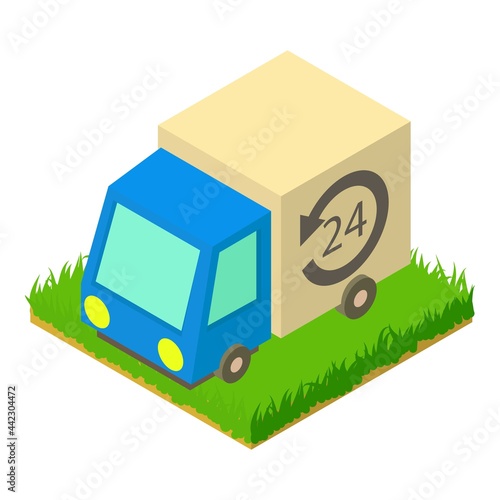 Delivery service icon isometric vector. Twenty four hour. Truck delivery