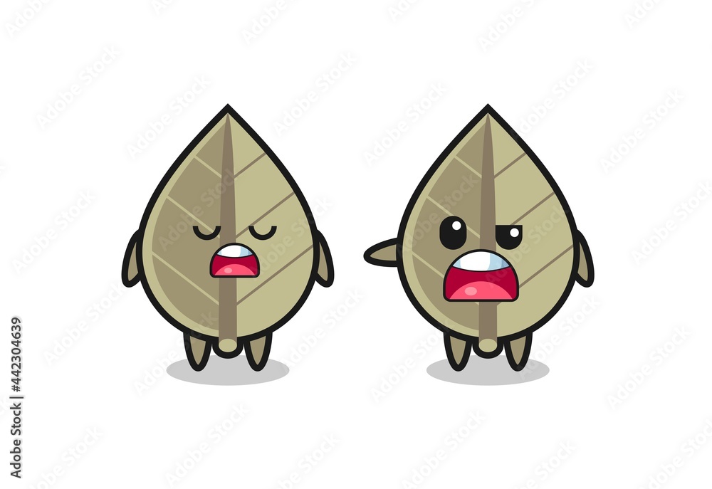 illustration of the argue between two cute dried leaf characters illustration of the argue between two cute dried leaf characters