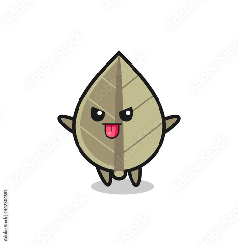 naughty dried leaf character in mocking pose