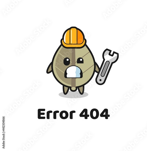 error 404 with the cute dried leaf mascot