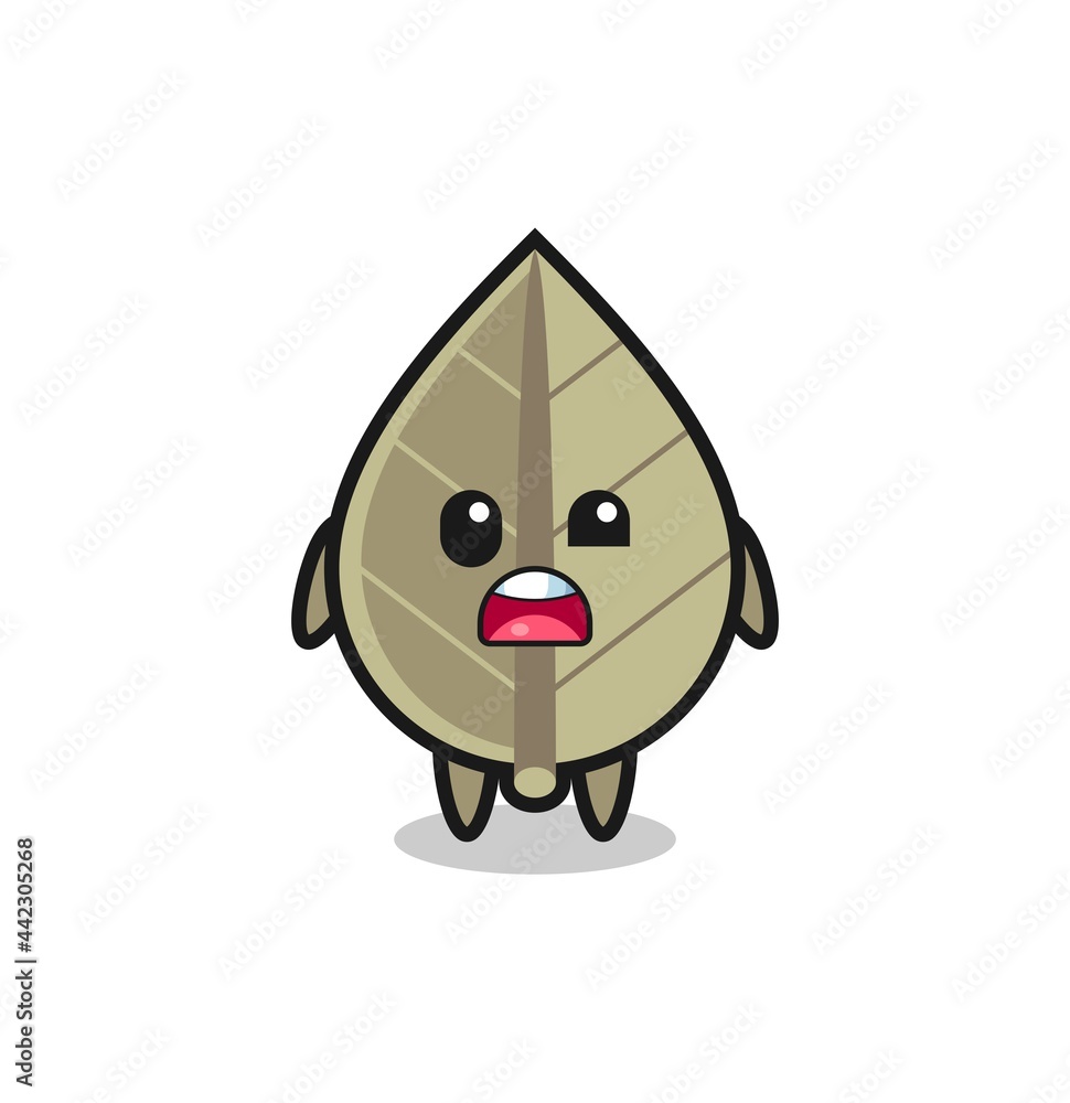 the shocked face of the cute dried leaf mascot the shocked face of the cute dried leaf mascot