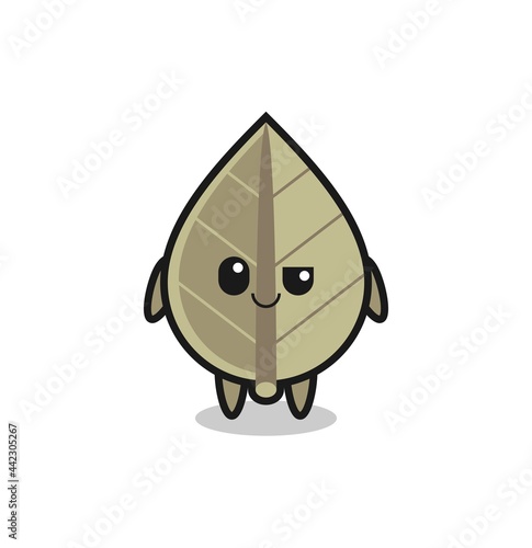 dried leaf cartoon with an arrogant expression