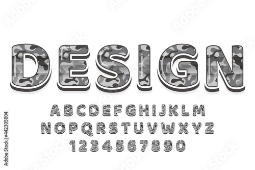 grey camouflage pattern alphabet