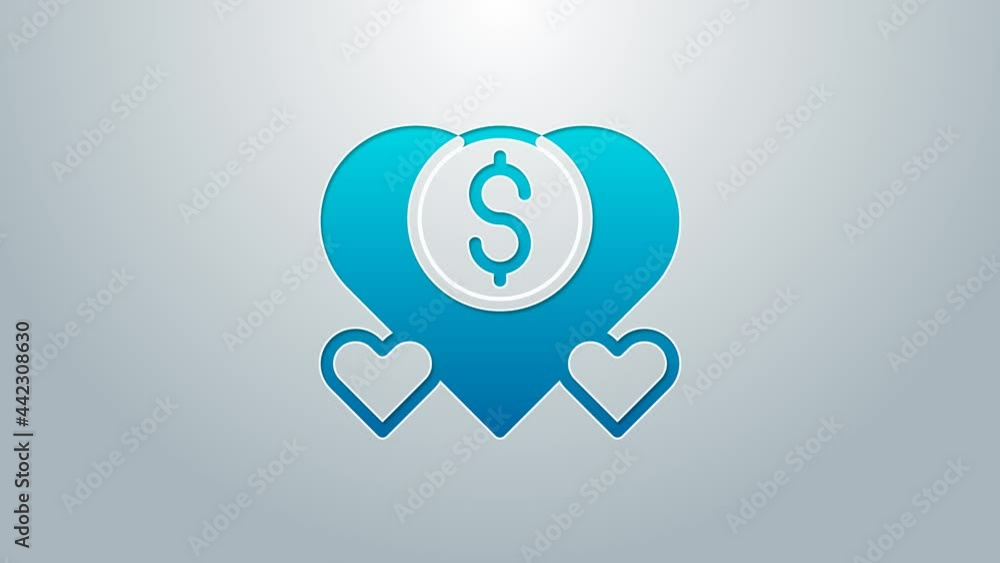 Blue line Donation and charity icon isolated on grey background. Donate money and charity concept. 4K Video motion graphic animation Blue line Donation and charity icon isolated on grey background. Donate money and charity concept. 4K Video motion graphic animation
