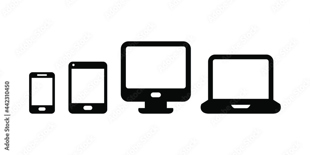 Device icons set vector graphic illustration Device icons set vector graphic illustration