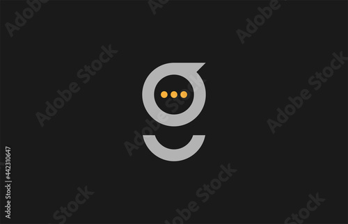 alphabet small letter g with chat icon logo design inside