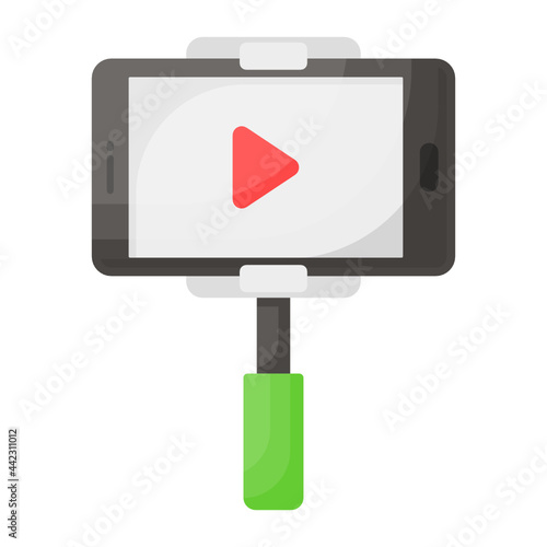 Selfie Stick For Smartphones and Digital Camera Concept Vector Color Icon Design, Video blogger Symbol, photographer or videography equipment Sign, Filmography and Cinematography Stock illustration