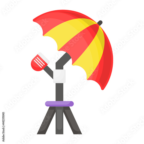 umbrella reflector Concept, studio softbox Vector Color Icon Design, Video blogger Symbol, photographer or videography equipment Sign, Filmography and Cinematography Stock illustration
