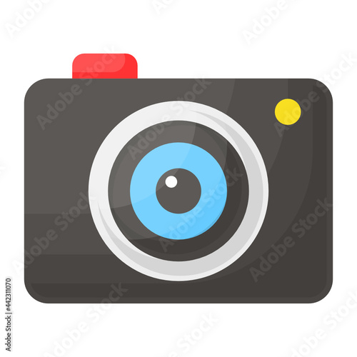 Portable Digital Camera Concept, Video Recording Device Vector Color Icon Design, Video blogger Symbol, photographer or videography equipment Sign, Filmography and Cinematography Stock illustration