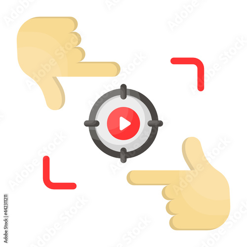 Frame hand gesture Concept, filmmaking   or production Vector Color Icon Design, Video blogger Symbol, photographer or videography equipment Sign, Filmography and Cinematography Stock illustration