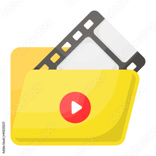 Video Album Sign Concept, Footage Archive or Folder Vector Color Icon Design, Video blogger Symbol, photographer or videography equipment Sign, Filmography and Cinematography Stock illustration