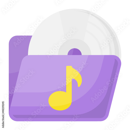 Music Record Concept, Audio Compact Disc with Sleeve Vector Color Icon Design, Video blogger Symbol, photographer or videography equipment Sign, Filmography and Cinematography Stock illustration