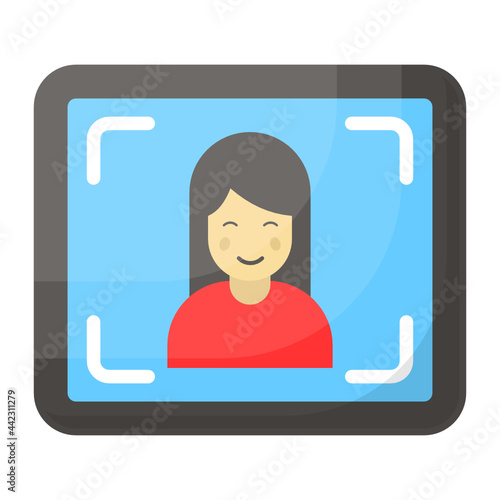 Person recording a vlog Concept, Self Recording Camera Display Screen Vector Color Icon Design, Video blogger Symbol, photographer or videography equipment Sign, Filmography and Cinematography Stock 