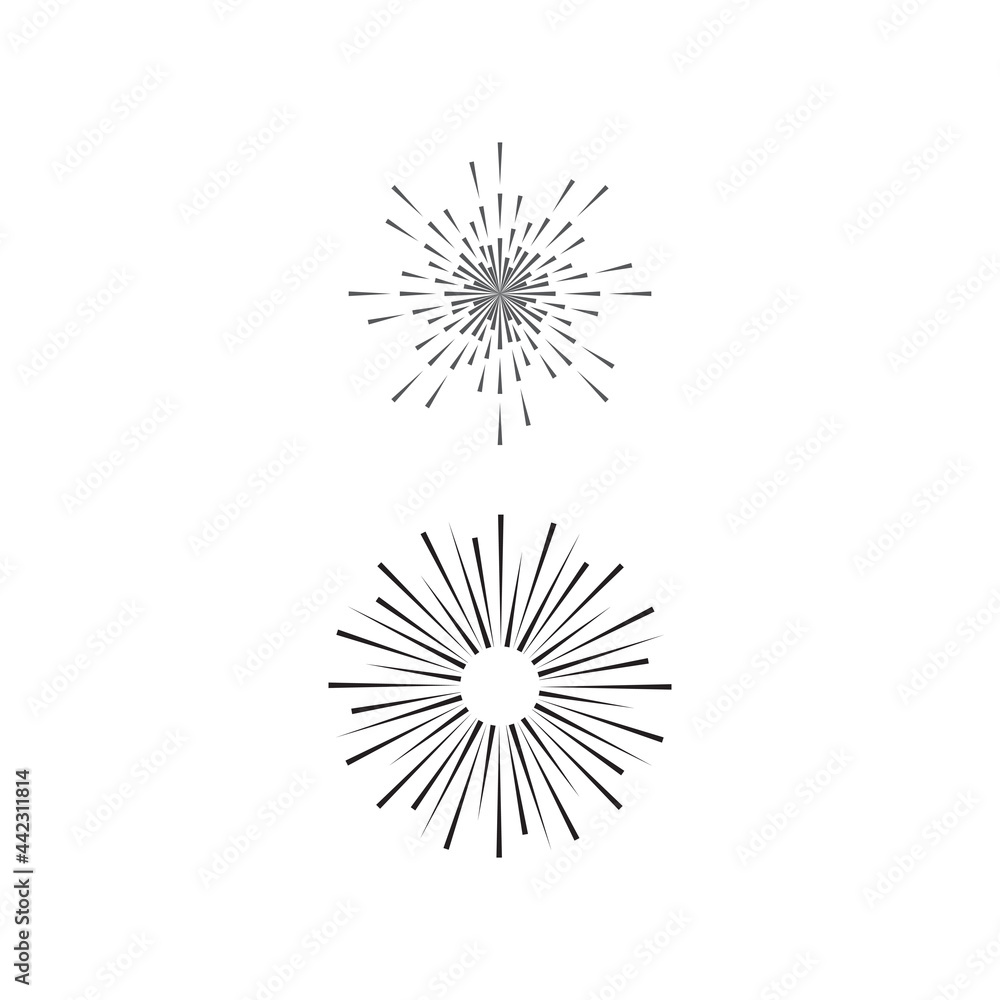 Fototapeta premium summer beach coast island, sea ocean with birds and summer sun rays logo design inspiration