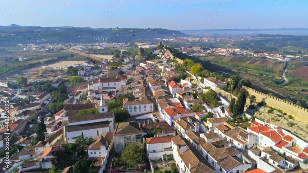 Aerial view of Obidos Castle and Town, Portugal