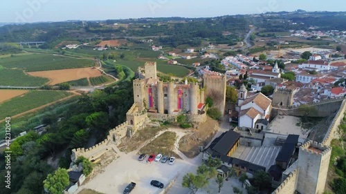 Aerial view of Obidos Castle and Town, Portugal photo