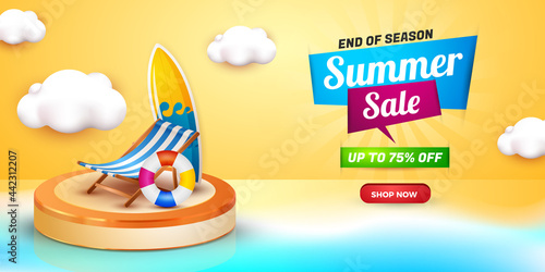 summer sale banner end of season template ancsape with podium and 3d element