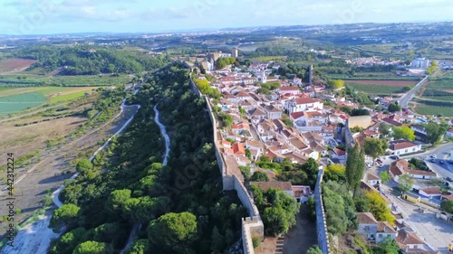 Aerial view of Obidos Castle and Town, Portugal