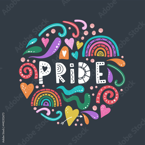 Colorful hand drawn doodle design, love is love handwritten, great for cards, banners, wallpapers, t-shirts - vector design