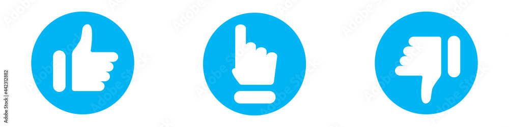 Thumbs up, click, and Thumbs down symbol. Vector illustration Thumbs up, click, and Thumbs down symbol. Vector illustration
