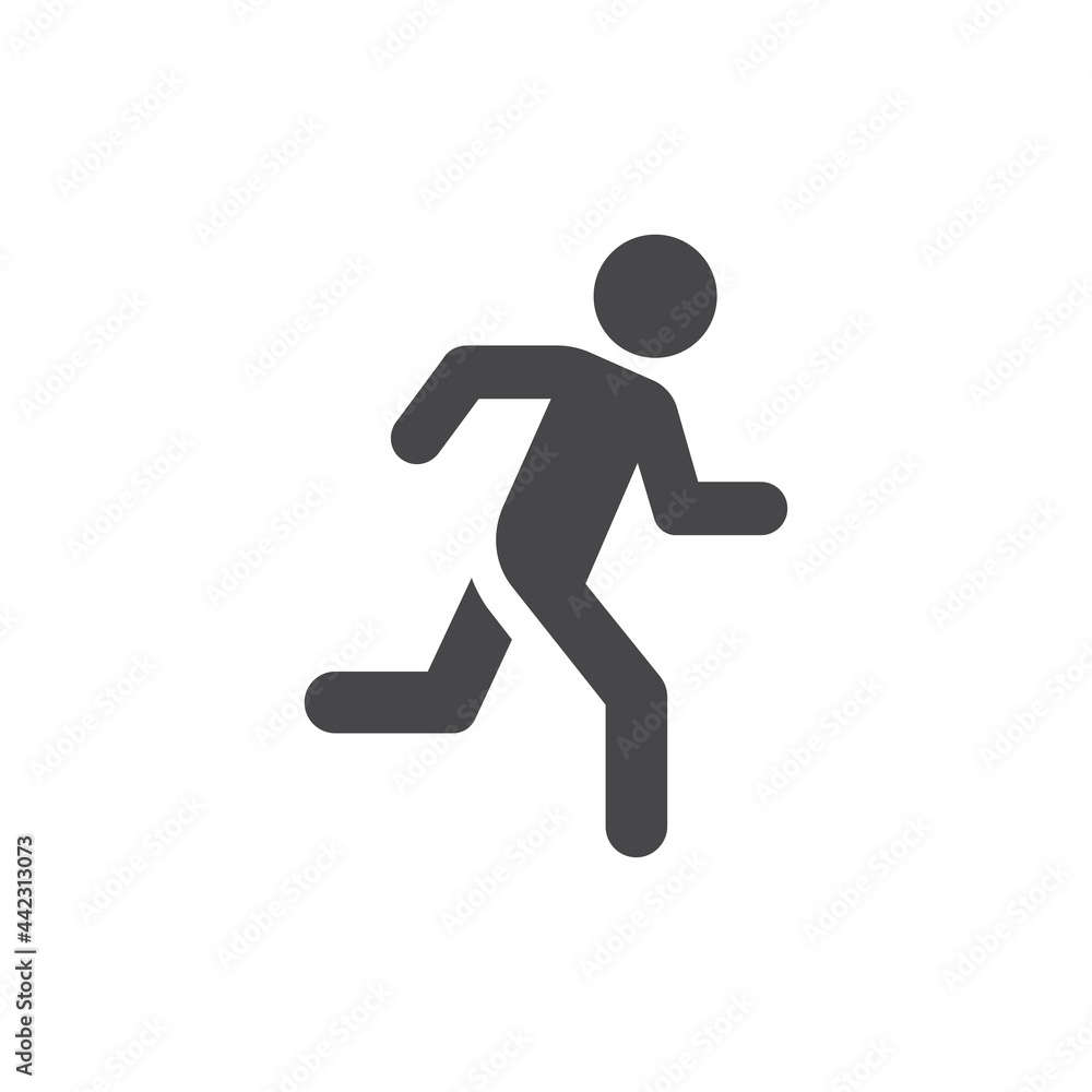 Running man black vector icon. Simple person on a run symbol. Running man black vector icon. Simple person on a run symbol.