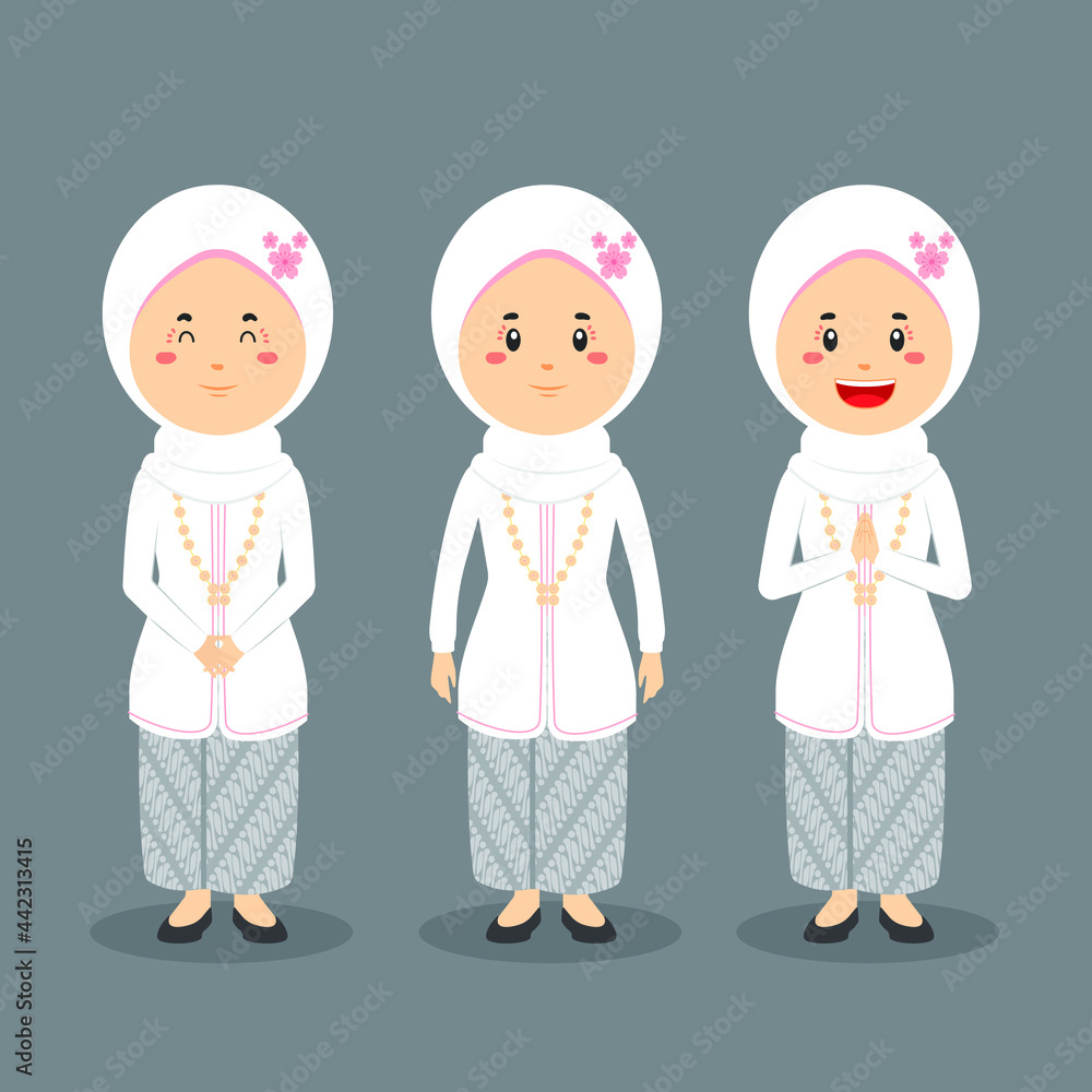 Obraz premium Indonesian Wedding Character with Various Expression