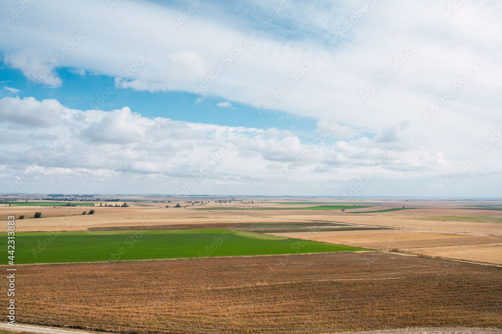Landscape of fields in Valladolid, Spain. Rural tourism Image with copy space