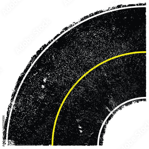 Grunge textured curved road . Retro design element .Distress vector texture .