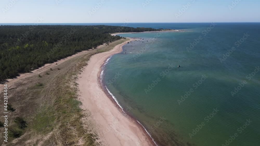 Aerial view to Baltic sea beach in Estonia at sunny day Aerial view to Baltic sea beach in Estonia at sunny day