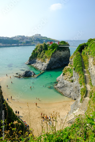 Steps leading down to Towan Beach at Newquay in Cornwall