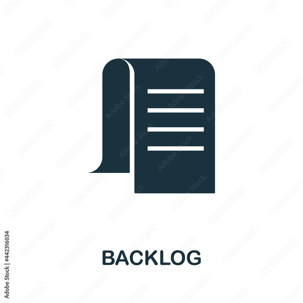 Backlog icon. Simple creative element. Filled monochrome Backlog icon for templates, infographics and banners Backlog icon. Simple creative element. Filled monochrome Backlog icon for templates, infographics and banners