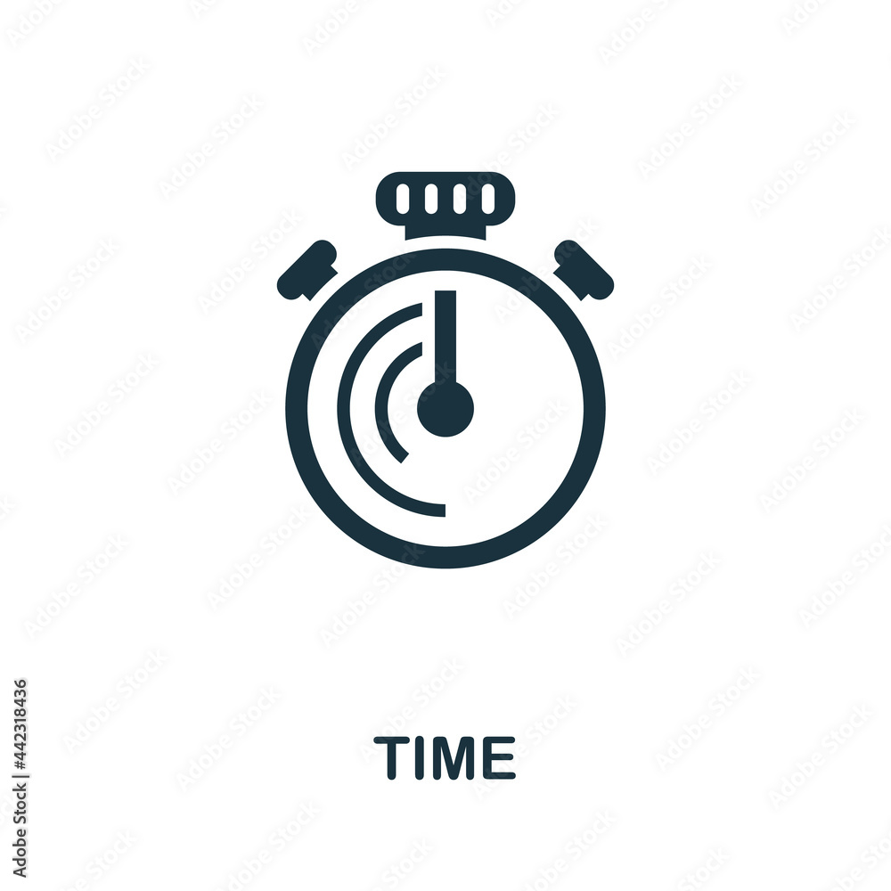 Time icon. Simple creative element. Filled monochrome Time icon for templates, infographics and banners Time icon. Simple creative element. Filled monochrome Time icon for templates, infographics and banners