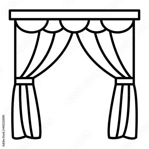 Vector Curtains Outline Icon Design
