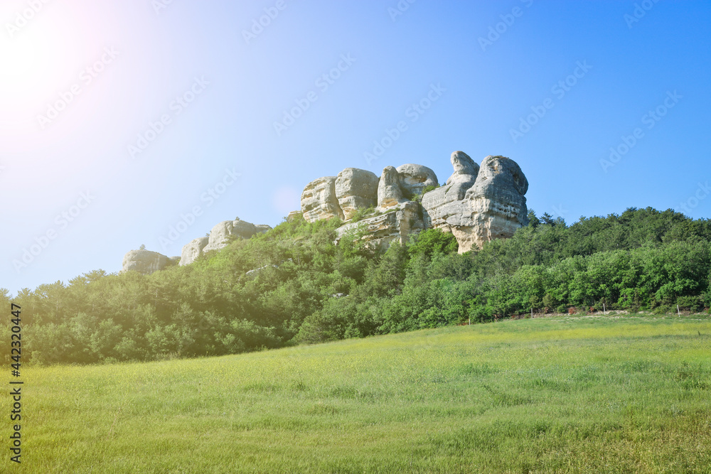 Sphinxes of the Karalez Valley, Bakhchisarai, Crimea, Russia. The miraculous boulders are a natural monument.