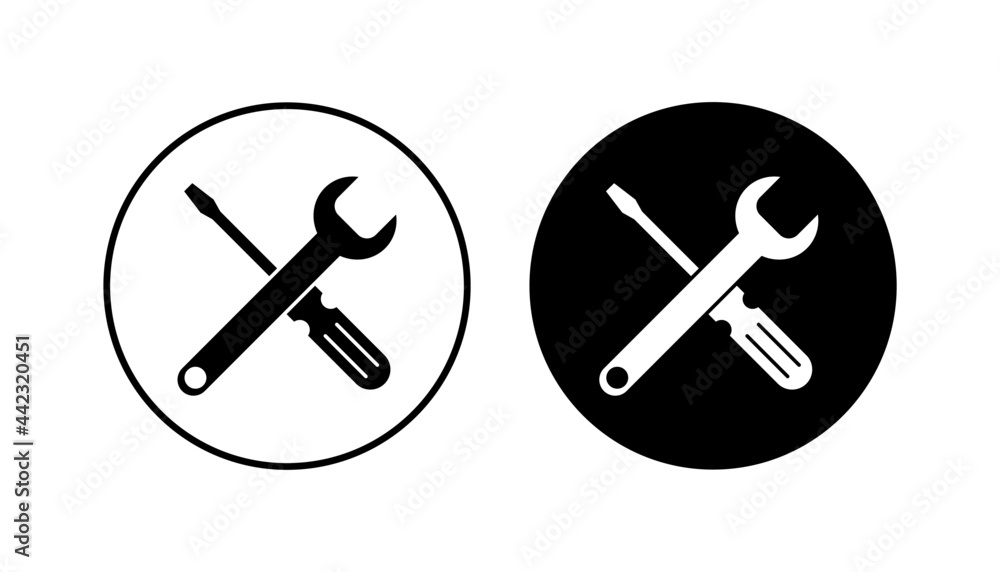 Repair tools icon set. tool icon vector. setting icon vector. Wrench and screwdriver. support, Service Repair tools icon set. tool icon vector. setting icon vector. Wrench and screwdriver. support, Service