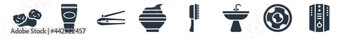 hygiene filled icons. glyph vector icons such as water heater, lens, washbasin, primp, face cream, nail clippers, body cream sign isolated on white background.