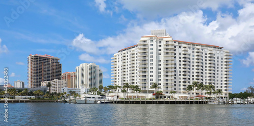 Condos, hotels and timeshares located on the intracoastal on Fort Lauderdale Beach, Florida, USA.