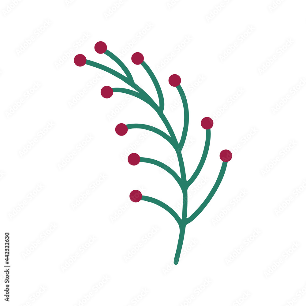 A sprig with red berries . Vector illustration A sprig with red berries . Vector illustration