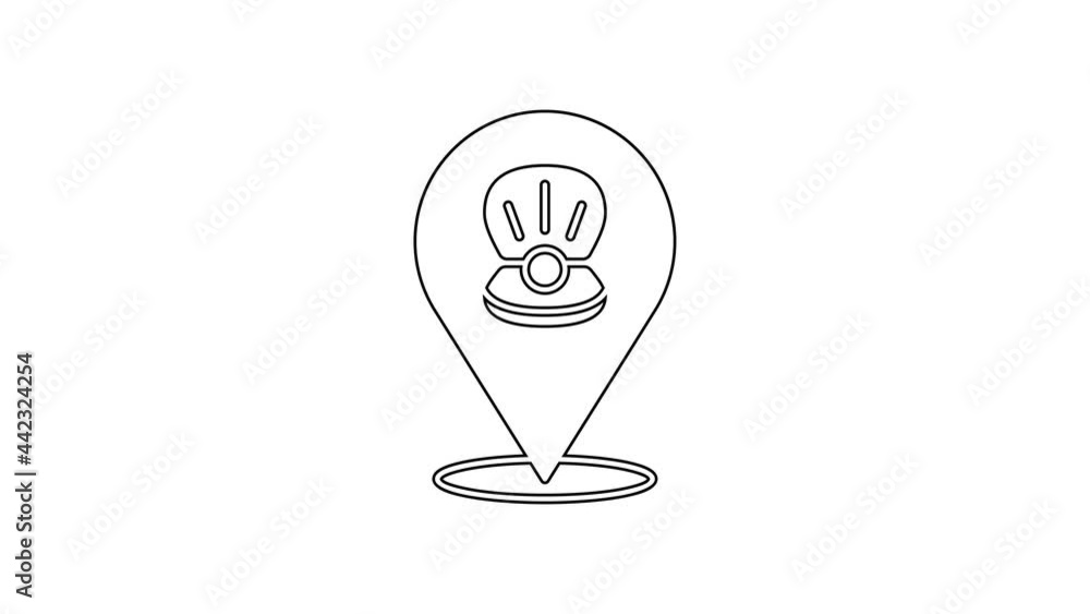 Black line Scallop sea shell icon isolated on white background. Seashell sign. 4K Video motion graphic animation Black line Scallop sea shell icon isolated on white background. Seashell sign. 4K Video motion graphic animation
